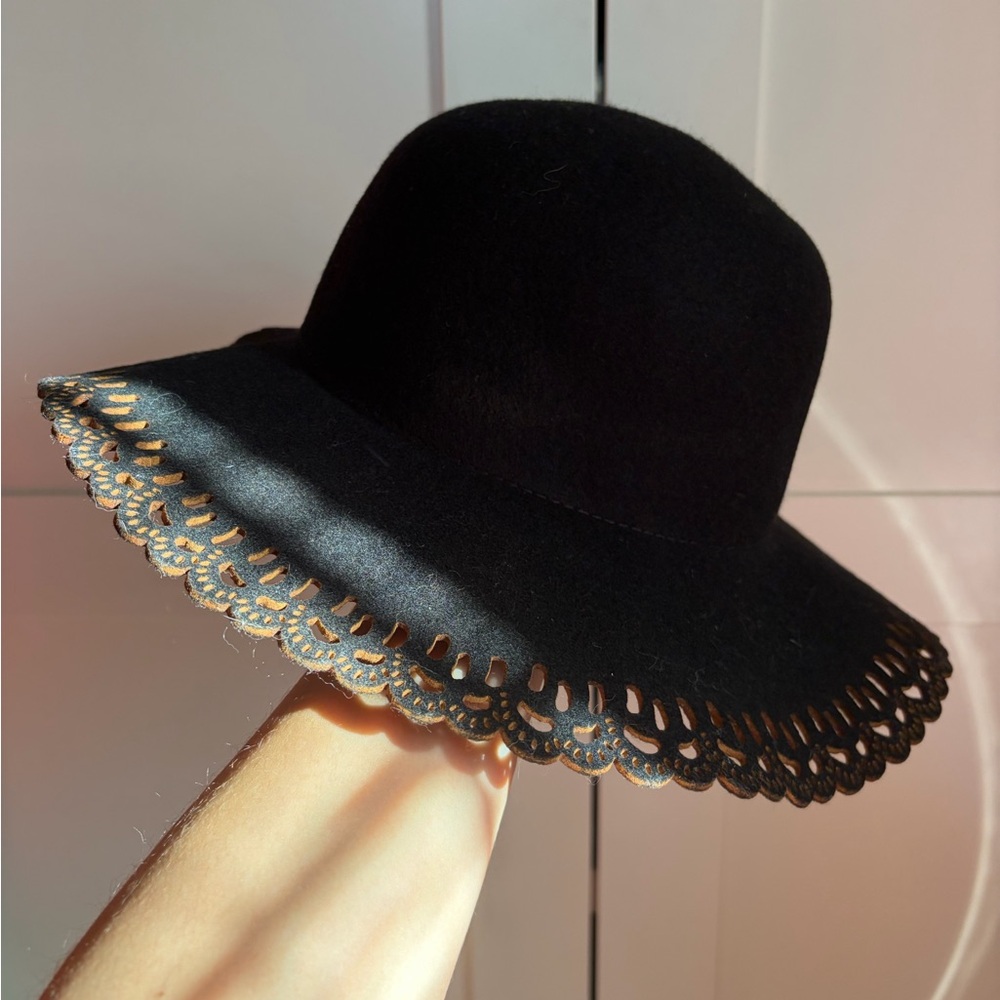 Chic Black Hat with Lace Detail - Rossomenta Firenze from Anthropologie